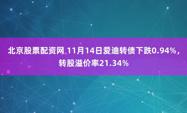 北京股票配资网 11月14日爱迪转债下跌0.94%，转股溢价率21.34%